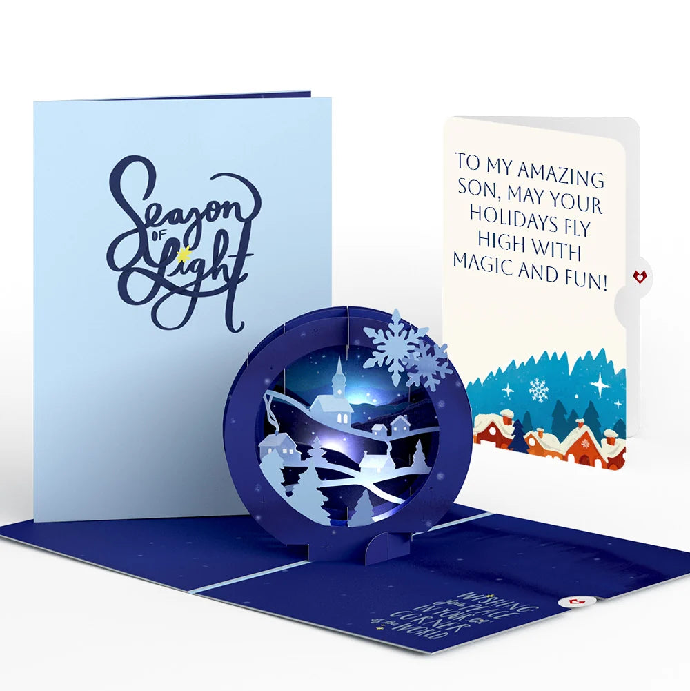 Lovepop Season of Light Winter Village Light-Up Pop-Up Card and Christmas Sentiment Set for Son Cream