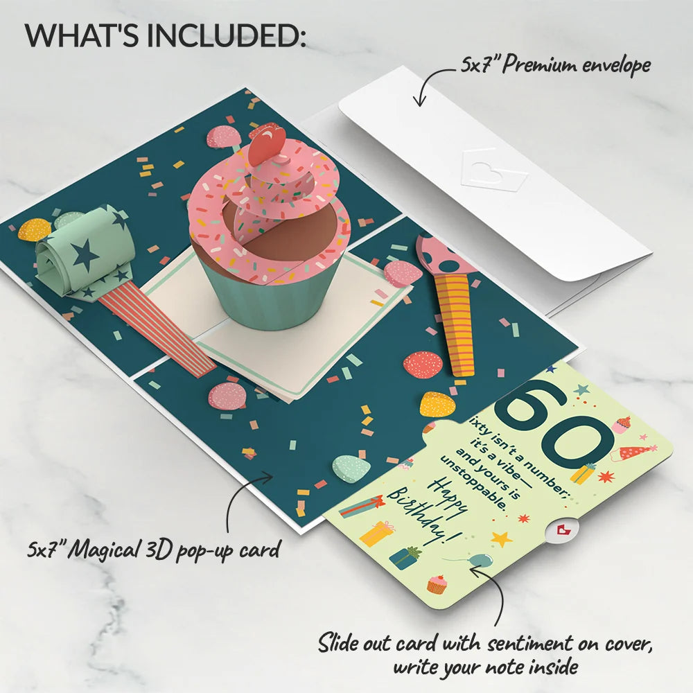 Lovepop 60th Birthday Cupcake Pop-Up Card and Sentiment Set