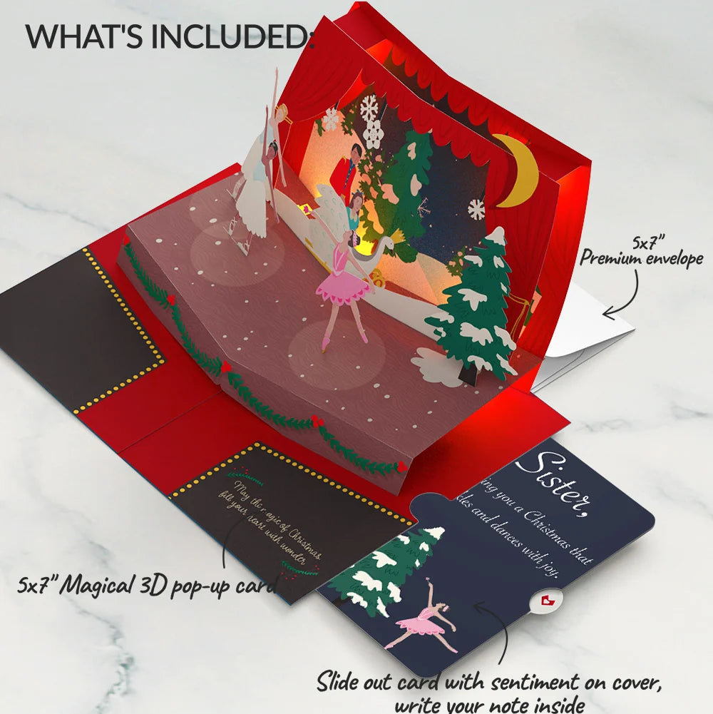 Lovepop The Nutcracker Christmas Magic Music and Lights Pop-Up Card and Sentiment Set for Sister Candle