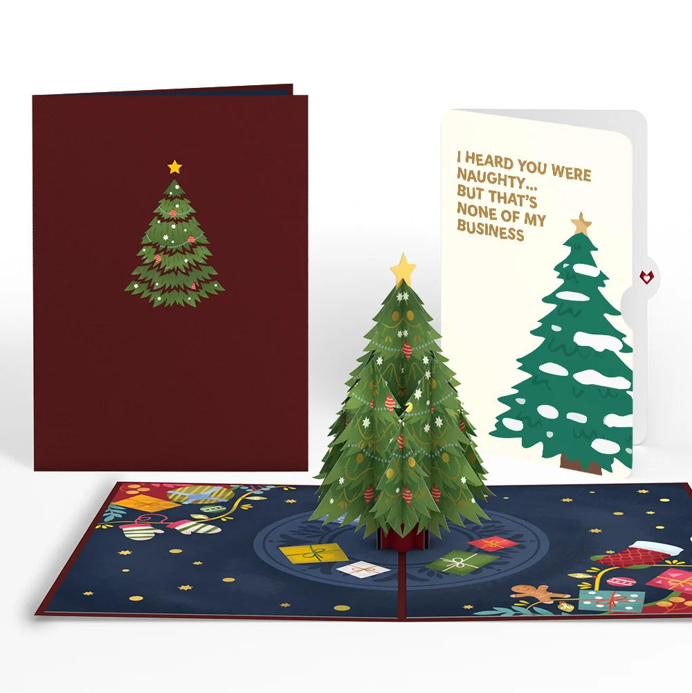 Lovepop Festive Christmas Tree Pop-Up Card and Funny Sentiment Set Cream