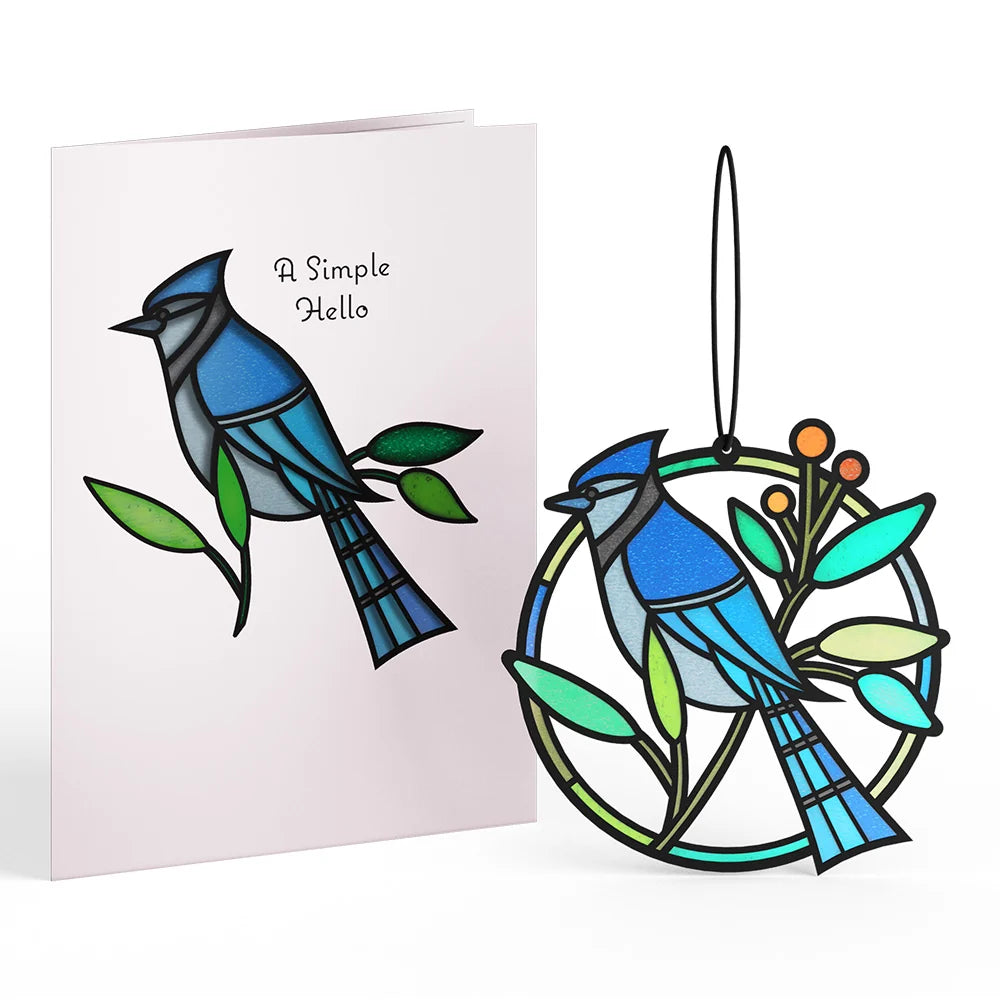 Lovepop Simple Hello Blue Jay Suncatcher Card