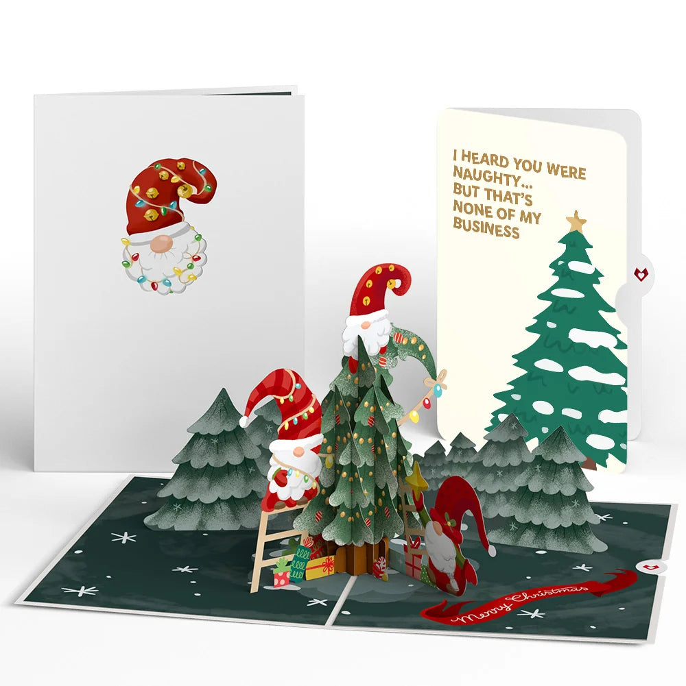 Lovepop Christmas Gnomes Pop-Up Card and Funny Tree Sentiment Set Cream